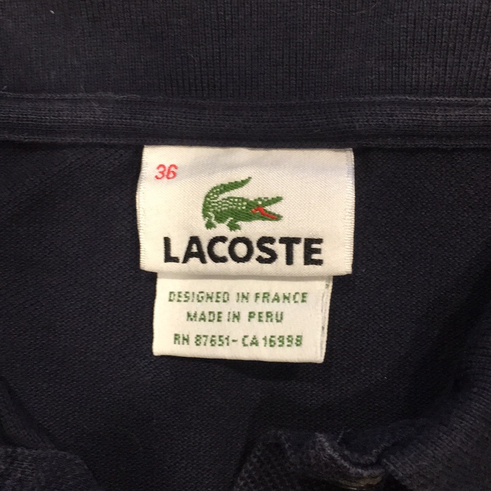 Lacoste size 36 navy pique polo. Cap sleeves